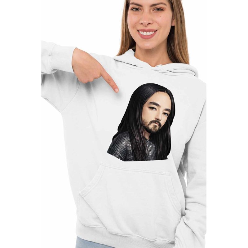Fashion, accesorii si bijuterii - Femei - Imbracaminte femei - Hanorace femei - Hanorac Femei Steve Aoki Anime Chibi Cartoon, alb, marime 2XL - Infinity.ro