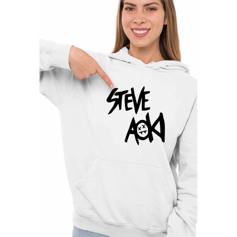 Fashion, accesorii si bijuterii - Femei - Imbracaminte femei - Hanorace femei - Hanorac Femei Steve Aoki, alb, marime 2XL - Infinity.ro