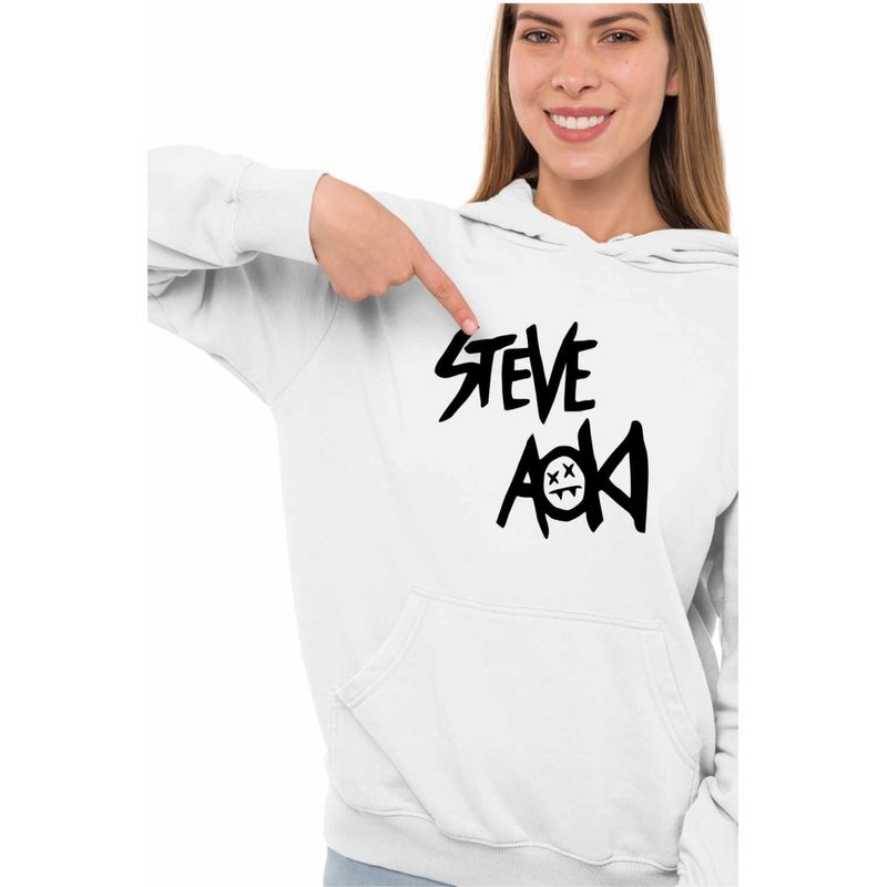 Fashion, accesorii si bijuterii - Femei - Imbracaminte femei - Hanorace femei - Hanorac Femei Steve Aoki, alb, marime 2XL - Infinity.ro