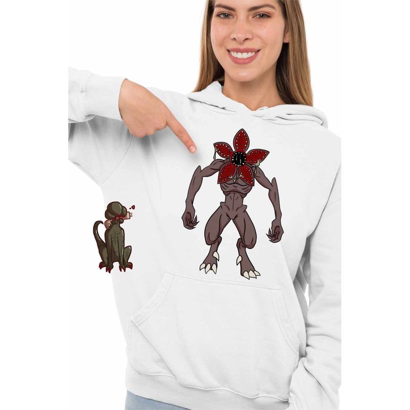 Fashion, accesorii si bijuterii - Femei - Imbracaminte femei - Hanorace femei - Hanorac Femei Stranger Things Demogorgon Abyss Monstru, alb, marime 2XL - Infinity.ro