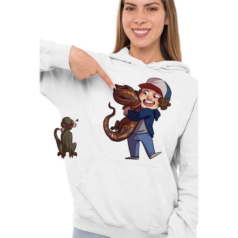 Fashion, accesorii si bijuterii - Femei - Imbracaminte femei - Hanorace femei - Hanorac Femei Stranger Things David Henderson Demogorgon Chibi, alb, marime 2XL - Infinity.ro