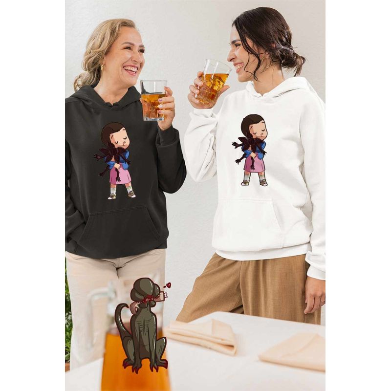 Fashion, accesorii si bijuterii - Femei - Imbracaminte femei - Hanorace femei - Hanorac Femei Stranger Things Eleven Demogorgon Chibi, alb, marime 2XL - Infinity.ro