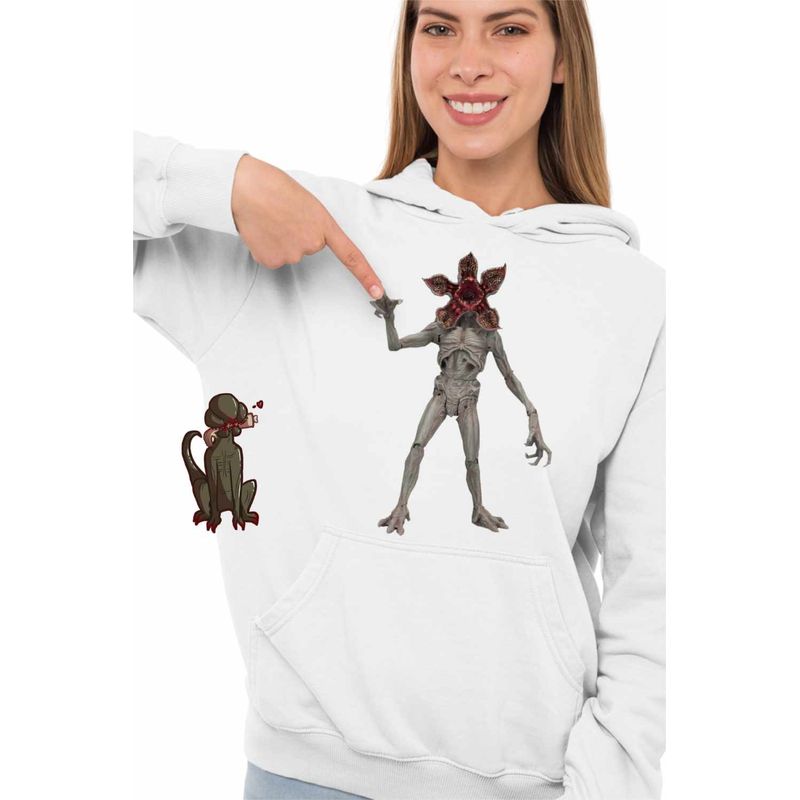 Fashion, accesorii si bijuterii - Femei - Imbracaminte femei - Hanorace femei - Hanorac Femei Stranger Things Demogorgon Demorgogon Monstru Abis, alb, marime 2XL - Infinity.ro