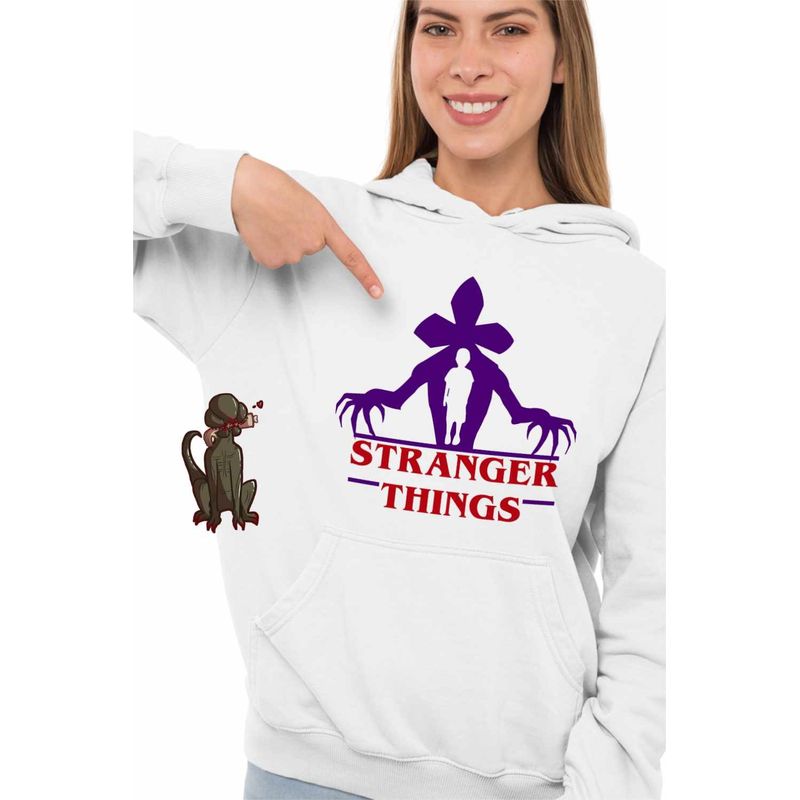 Fashion, accesorii si bijuterii - Femei - Imbracaminte femei - Hanorace femei - Hanorac Femei Stranger Things Gate Abyss Abis Hell Demogorgon, alb, marime 2XL - Infinity.ro