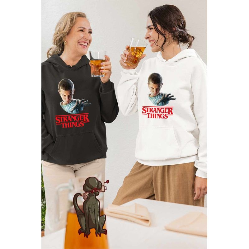 Fashion, accesorii si bijuterii - Femei - Imbracaminte femei - Hanorace femei - Hanorac Femei Stranger Things Eleven Jane Hopper, alb, marime 2XL - Infinity.ro