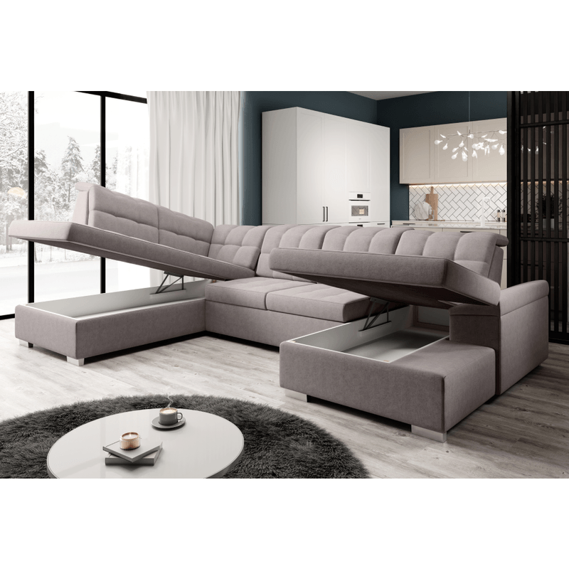 Casa si Gradina - Mobilier - Canapele si coltare - Canapele - Canapea extensibila, gri-bej Taupe, stanga, OREO U - Infinity.ro