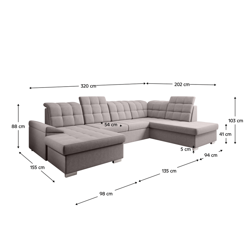 Casa si Gradina - Mobilier - Canapele si coltare - Canapele - Canapea extensibila, gri-bej Taupe, dreapta, OREO U - Infinity.ro