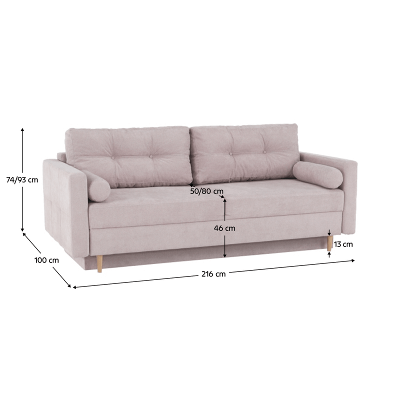 Casa si Gradina - Mobilier - Canapele si coltare - Canapele - Canapea extensibila, roz antic textil Queens, AURELIA - Infinity.ro