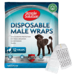 Petshop - Ingrijire si Igiena - Asternuturi si substraturi - Covorase igienice - Simple Solution - Scutece masculi talie medie M, 12 Buc - Infinity.ro