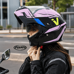 Auto si Moto - Moto - Echipamente protectie moto - Casti moto - Casca Moto/Scuter Flip-Up FIXATO Nova, Viziera Dubla, Protectie UV, Roz, M - Infinity.ro