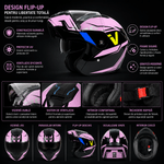 Auto si Moto - Moto - Echipamente protectie moto - Casti moto - Casca Moto/Scuter Flip-Up FIXATO Nova, Viziera Dubla, Protectie UV, Roz, M - Infinity.ro