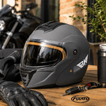 Auto si Moto - Moto - Echipamente protectie moto - Casti moto - Casca Moto/Scuter Flip-Up FIXATO Nova, Viziera Dubla, Protectie UV, Gri, M - Infinity.ro
