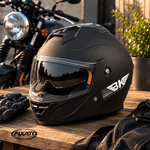 Auto si Moto - Moto - Echipamente protectie moto - Casti moto - Casca Moto/Scuter Flip-Up FIXATO Nova, Viziera Dubla, Protectie UV, Negru Mat, M - Infinity.ro