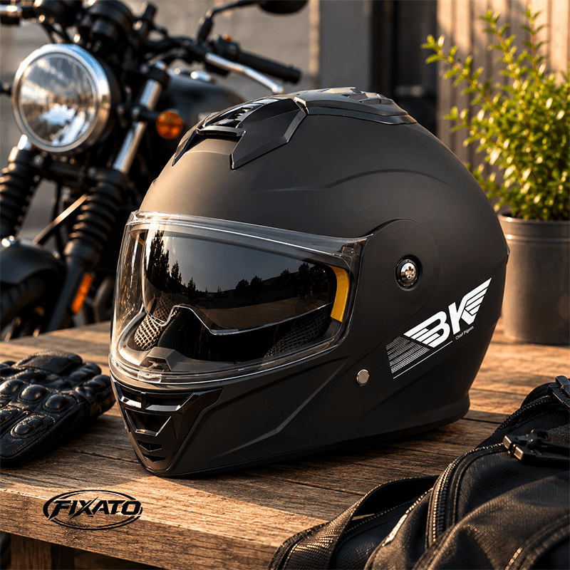Auto si Moto - Moto - Echipamente protectie moto - Casti moto - Casca Moto/Scuter Flip-Up FIXATO Nova, Viziera Dubla, Protectie UV, Negru Mat, M - Infinity.ro
