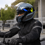 Auto si Moto - Moto - Echipamente protectie moto - Casti moto - Casca Moto/Scuter Flip-Up FIXATO Nova, Viziera Dubla, Protectie UV, Albastru, M - Infinity.ro