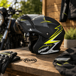 Auto si Moto - Moto - Echipamente protectie moto - Casti moto - Casca Moto/Scuter Flip-Up FIXATO Nova, Viziera Dubla, Protectie UV, Verde, L - Infinity.ro