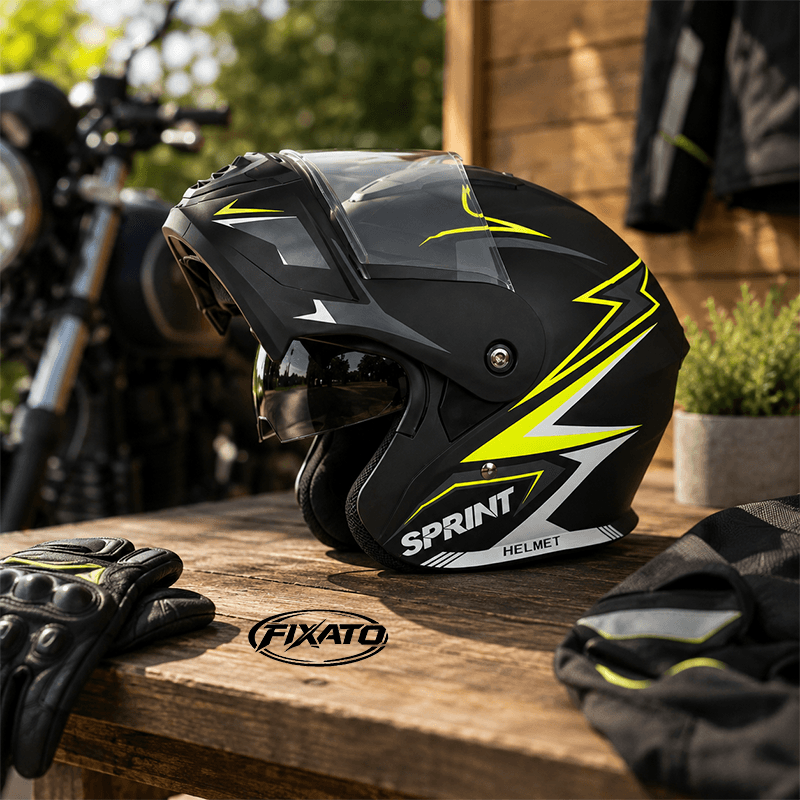 Auto si Moto - Moto - Echipamente protectie moto - Casti moto - Casca Moto/Scuter Flip-Up FIXATO Nova, Viziera Dubla, Protectie UV, Verde, L - Infinity.ro