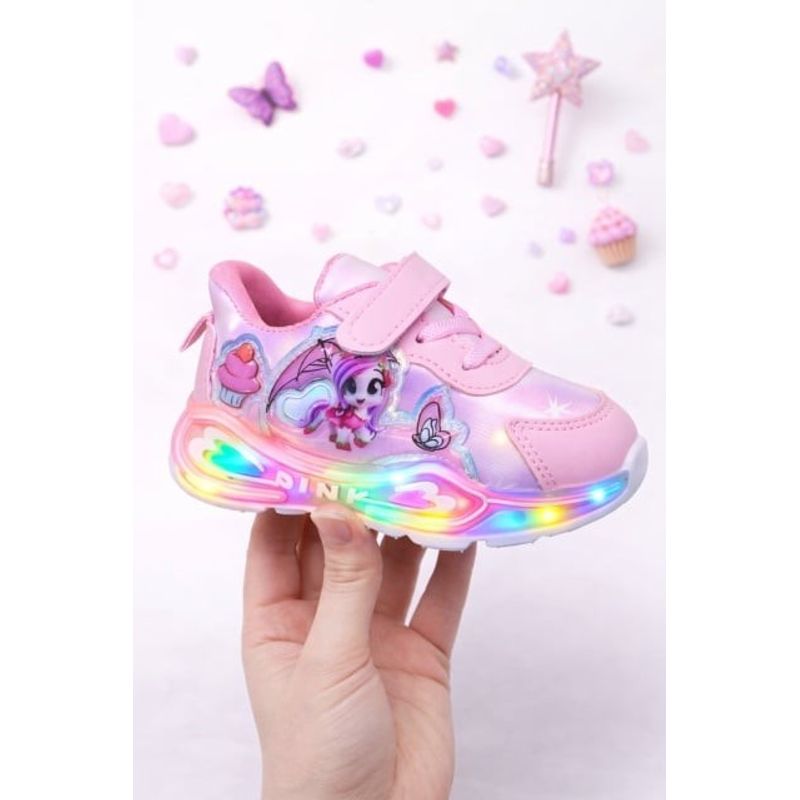 Fashion, accesorii si bijuterii - Copii - Incaltaminte copii - Sneakers si tenisi copii - Adidasi roz cu luminite pentru fetite Ponei Marimea 21 - Roz - Infinity.ro