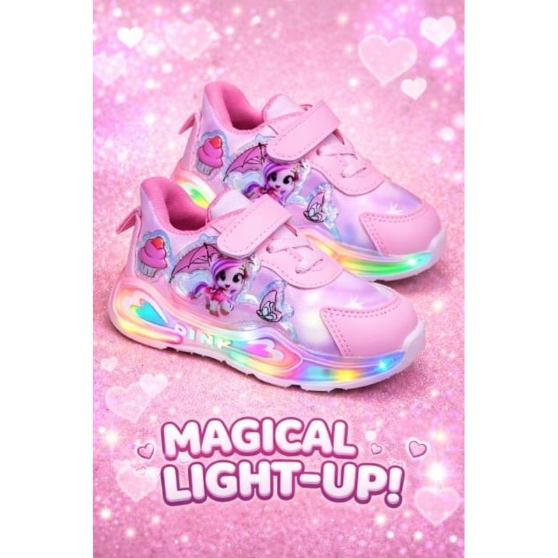 Fashion, accesorii si bijuterii - Copii - Incaltaminte copii - Sneakers si tenisi copii - Adidasi roz cu luminite pentru fetite Ponei Marimea 21 - Roz - Infinity.ro
