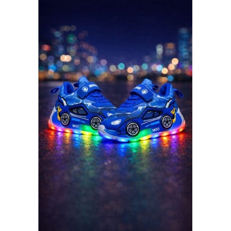 Fashion, accesorii si bijuterii - Copii - Incaltaminte copii - Sneakers si tenisi copii - Adidasi cu luminite pentru baietei - Masinuta albastra Super LED Marimea 23 - Infinity.ro
