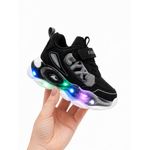 Fashion, accesorii si bijuterii - Copii - Incaltaminte copii - Sneakers si tenisi copii - Adidasi cu lumini Led, Model Cyx, Baieti, Piele ecologica, Negru Marimea 21 - Infinity.ro