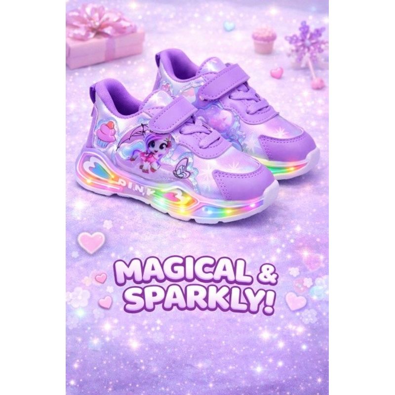 Fashion, accesorii si bijuterii - Copii - Incaltaminte copii - Sneakers si tenisi copii - Adidasi mov cu luminite pentru fetite Ponei Marimea 21 - Mov - Infinity.ro