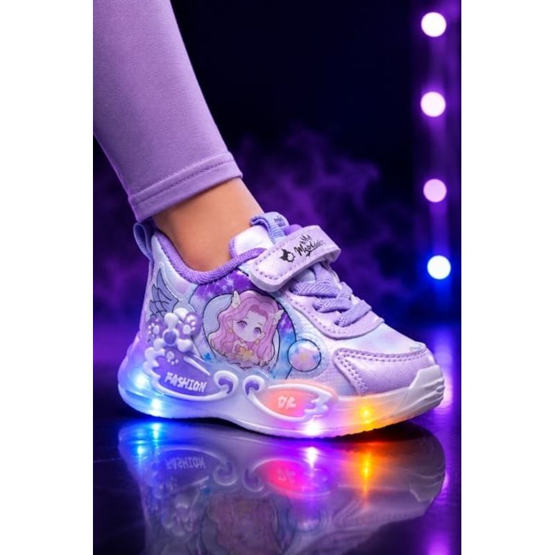 Fashion, accesorii si bijuterii - Copii - Incaltaminte copii - Sneakers si tenisi copii - Adidasi cu luminite Papusa - Mov Marimea 21 - Mov - Infinity.ro