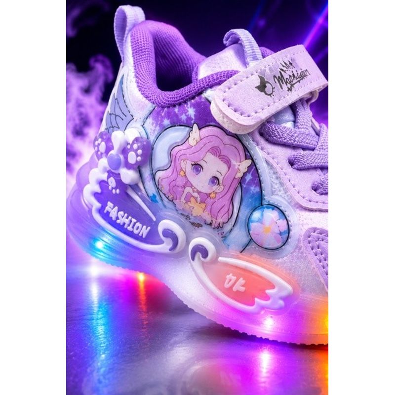 Fashion, accesorii si bijuterii - Copii - Incaltaminte copii - Sneakers si tenisi copii - Adidasi cu luminite Papusa - Mov Marimea 21 - Mov - Infinity.ro