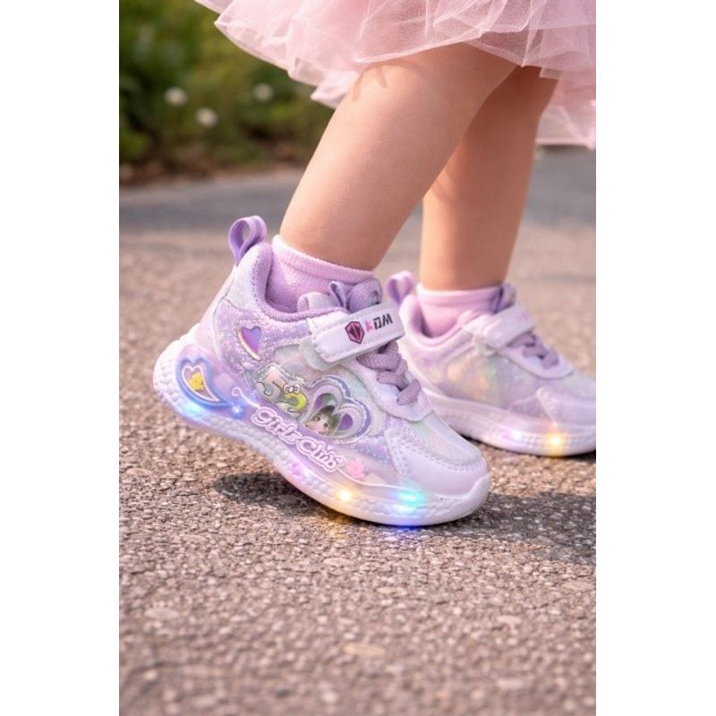 Fashion, accesorii si bijuterii - Copii - Incaltaminte copii - Sneakers si tenisi copii - Adidasi cu luminite Shine Marimea 21 - Mov - Infinity.ro