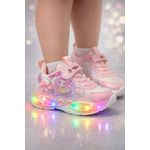 Fashion, accesorii si bijuterii - Copii - Incaltaminte copii - Sneakers si tenisi copii - Adidasi pentru fetite, roz cu luminite LED Marimea 21 - Roz - Infinity.ro