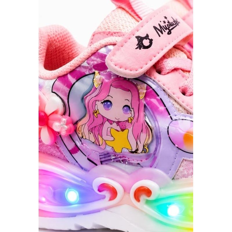 Fashion, accesorii si bijuterii - Copii - Incaltaminte copii - Sneakers si tenisi copii - Adidasi pentru fetite, roz cu luminite LED Marimea 21 - Roz - Infinity.ro
