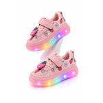 Fashion, accesorii si bijuterii - Copii - Incaltaminte copii - Sneakers si tenisi copii - Pantofi sport cu lumini LED, model cu capsuni, Fete, Piele ecologica si textil, roz Marimea 21 - Roz - Infinity.ro