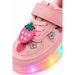 Fashion, accesorii si bijuterii - Copii - Incaltaminte copii - Sneakers si tenisi copii - Pantofi sport cu lumini LED, model cu capsuni, Fete, Piele ecologica si textil, roz Marimea 21 - Roz - Infinity.ro