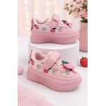 Fashion, accesorii si bijuterii - Copii - Incaltaminte copii - Sneakers si tenisi copii - Pantofi sport cu lumini LED, model cu capsuni, Fete, Piele ecologica si textil, roz Marimea 21 - Roz - Infinity.ro
