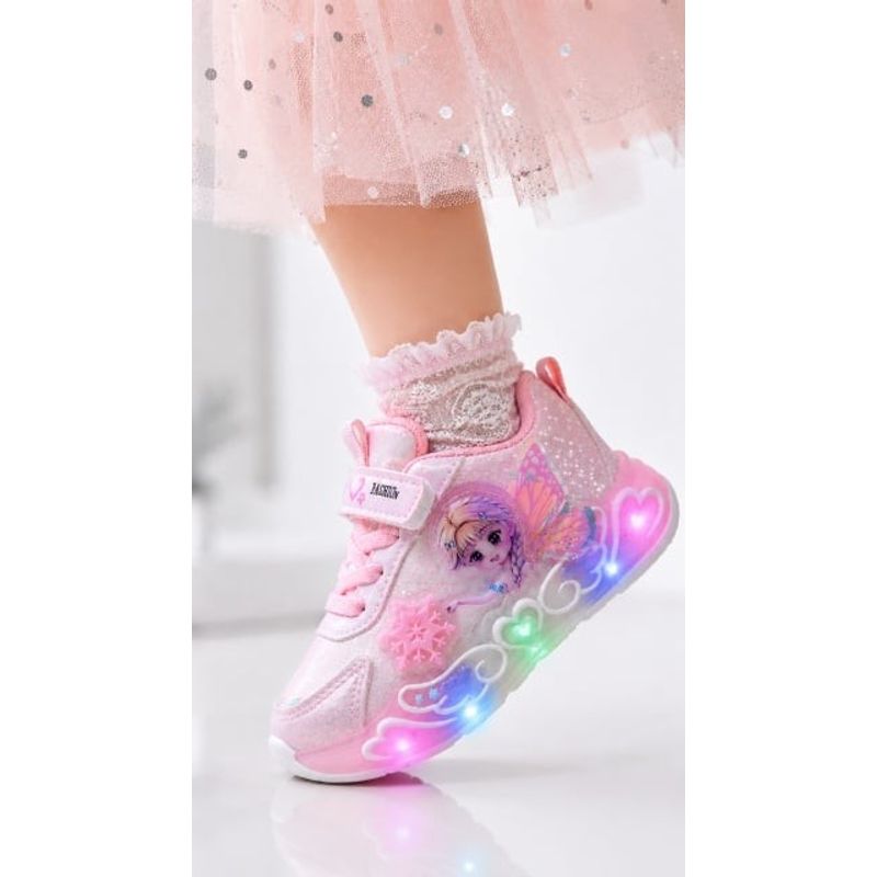 Fashion, accesorii si bijuterii - Copii - Incaltaminte copii - Sneakers si tenisi copii - Pantofi sport cu luminite, Model cu Zana, Piele ecologica, Fete, Roz Marimea 22 - Mov - Infinity.ro