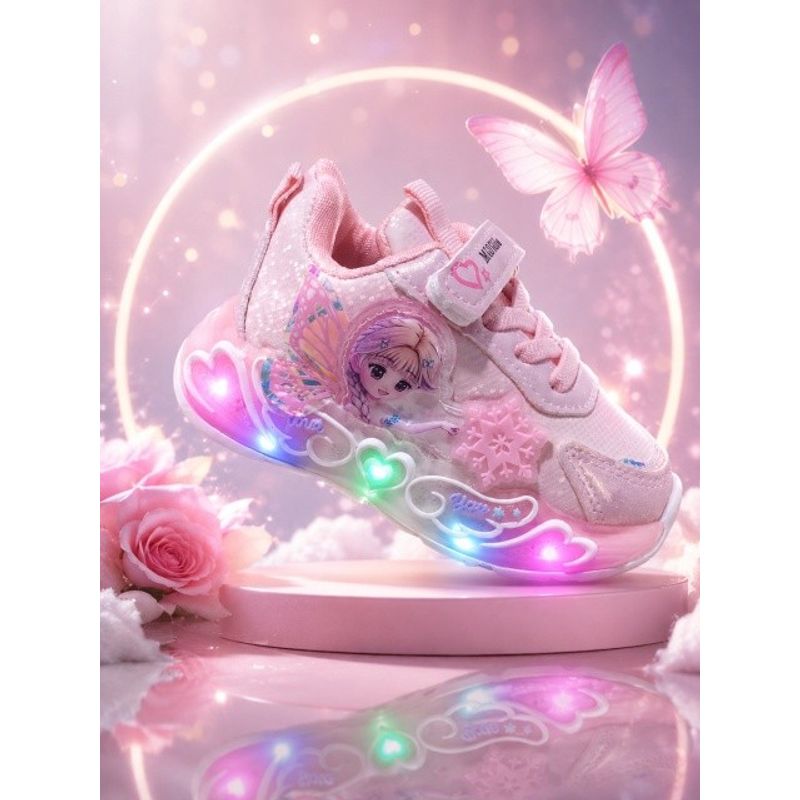 Fashion, accesorii si bijuterii - Copii - Incaltaminte copii - Sneakers si tenisi copii - Pantofi sport cu luminite, Model cu Zana, Piele ecologica, Fete, Roz Marimea 22 - Mov - Infinity.ro