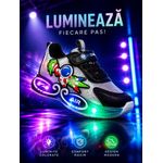 Fashion, accesorii si bijuterii - Copii - Incaltaminte copii - Pantofi copii - Adidasi cu lumini LED pentru baieti, Cosmonaut, Piele ecologica, Multicolor Marimea 27 - Infinity.ro