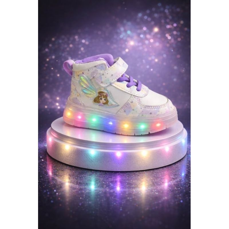 Fashion, accesorii si bijuterii - Copii - Incaltaminte copii - Pantofi copii - Adidasi pentru copii cu luminite LED multicolore model printesa Marimea 22 - Multicolor - Infinity.ro
