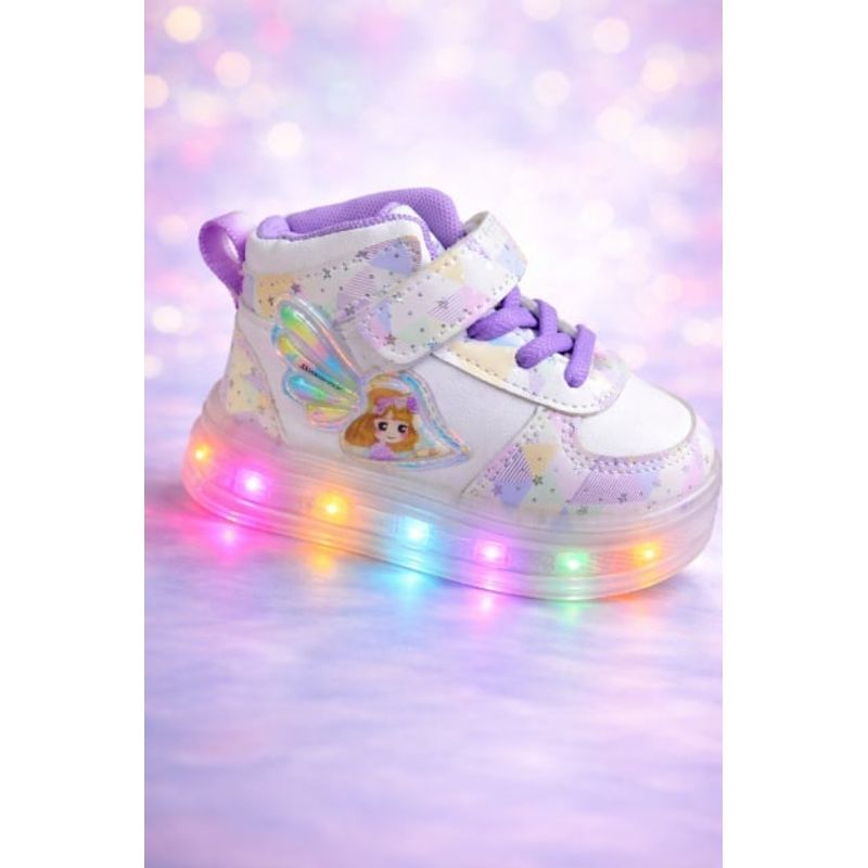 Fashion, accesorii si bijuterii - Copii - Incaltaminte copii - Pantofi copii - Adidasi pentru copii cu luminite LED multicolore model printesa Marimea 22 - Multicolor - Infinity.ro