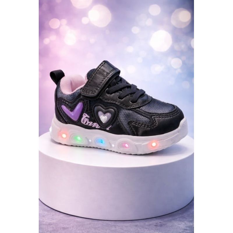 Fashion, accesorii si bijuterii - Copii - Incaltaminte copii - Pantofi copii - Adidasi cu luminite Blacky girl Marimea 20 - Negru - Infinity.ro