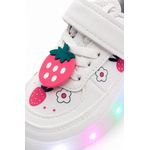 Fashion, accesorii si bijuterii - Copii - Incaltaminte copii - Pantofi copii - Pantofi sport cu lumini LED, Model Capsunele, Piele ecologica, fete, alb Marimea 27 - Multicolor - Infinity.ro