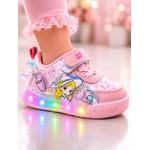 Fashion, accesorii si bijuterii - Copii - Incaltaminte copii - Sneakers si tenisi copii - Pantofi sport cu luminite, Model Cocktail, Piele ecologica, Fete, Roz Marimea 21 - Roz - Infinity.ro