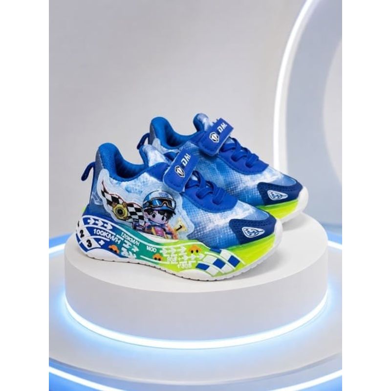 Fashion, accesorii si bijuterii - Copii - Incaltaminte copii - Sneakers si tenisi copii - Pantofi sport cu lumini LED, Masinuta de curse, Superbaby, Albastru Marimea 21 - Infinity.ro