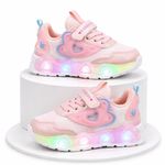 Fashion, accesorii si bijuterii - Copii - Incaltaminte copii - Sneakers si tenisi copii - Pantofi sport cu lumini LED, Model Pink Heart, Textil, Fete, Roz Marimea 21 - Multicolor - Infinity.ro
