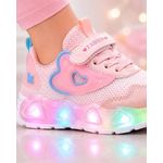 Fashion, accesorii si bijuterii - Copii - Incaltaminte copii - Sneakers si tenisi copii - Pantofi sport cu lumini LED, Model Pink Heart, Textil, Fete, Roz Marimea 21 - Multicolor - Infinity.ro