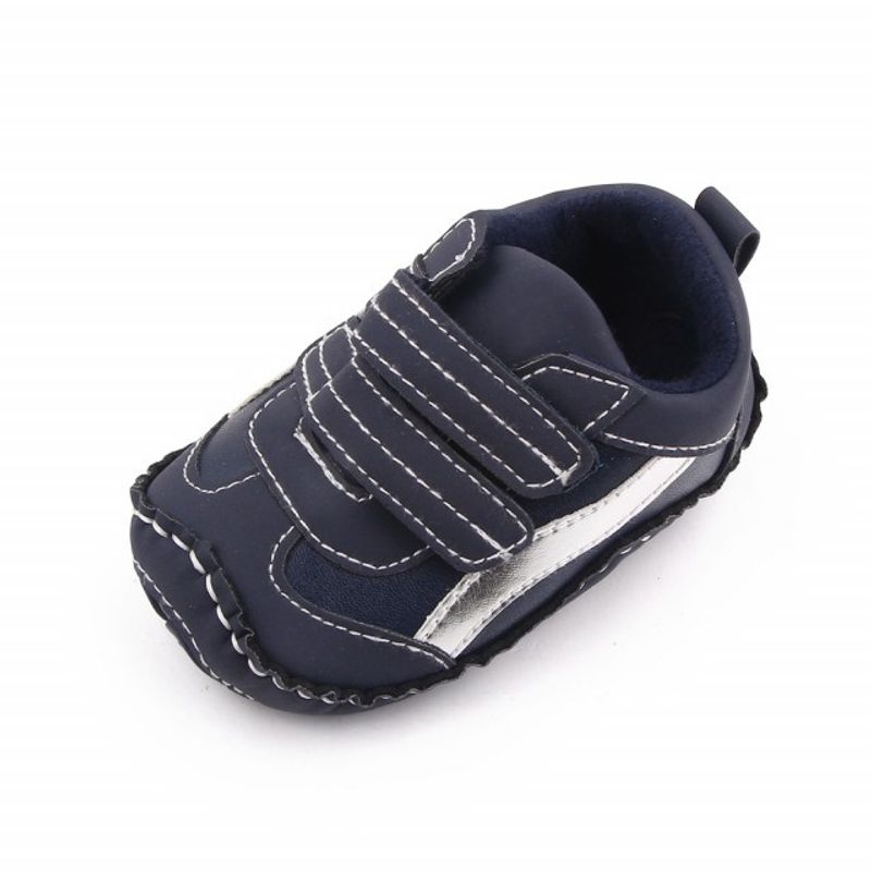 Fashion, accesorii si bijuterii - Copii - Incaltaminte copii - Sneakers si tenisi copii - Pantofi sport SuperBaby, Model AL 19655 cu dunga argintie, Pentru bebelusi, Textil, Baieti, 3-6 luni, Bleumarin, 18 - Infinity.ro