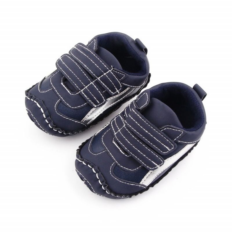 Fashion, accesorii si bijuterii - Copii - Incaltaminte copii - Sneakers si tenisi copii - Pantofi sport SuperBaby, Model AL 19655 cu dunga argintie, Pentru bebelusi, Textil, Baieti, 3-6 luni, Bleumarin, 18 - Infinity.ro