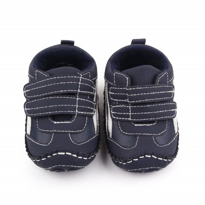 Fashion, accesorii si bijuterii - Copii - Incaltaminte copii - Sneakers si tenisi copii - Pantofi sport SuperBaby, Model AL 19655 cu dunga argintie, Pentru bebelusi, Textil, Baieti, 3-6 luni, Bleumarin, 18 - Infinity.ro