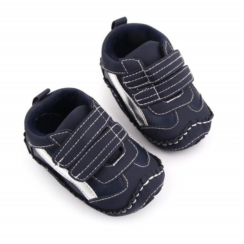 Fashion, accesorii si bijuterii - Copii - Incaltaminte copii - Sneakers si tenisi copii - Pantofi sport SuperBaby, Model AL 19655 cu dunga argintie, Pentru bebelusi, Textil, Baieti, 3-6 luni, Bleumarin, 18 - Infinity.ro