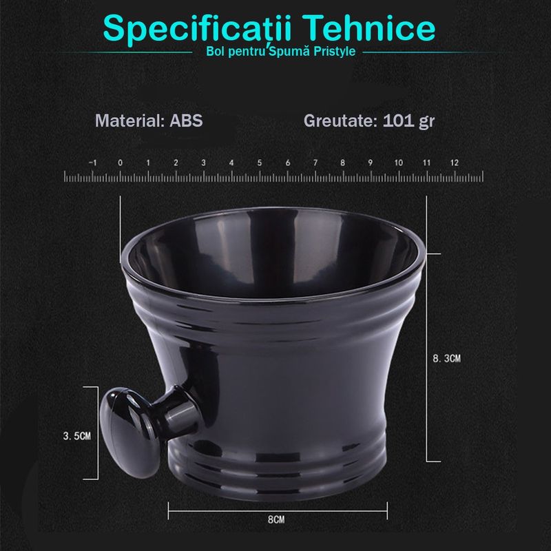 Ingrijire personala si Cosmetice - Aparate & accesorii ingrijire personala - Aparate de ras si tuns - Accesorii aparate de ras - Bol de Barbierit pentru Spuma de Ras, pentru Brici sau Aparat de Ras Clasic cu Lame, Negru - Infinity.ro